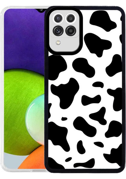 Galaxy M22 Kılıf Fygs M-Fit Desenli Kapak-Cow No1