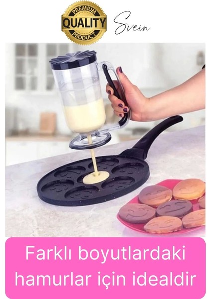Pankek Hamur Porsiyonlayıcı Ölçülü Akıtma Dağıtıcı Krep Yapma Puding Muffin 900 ml Ölçekli Aparatı modelleri