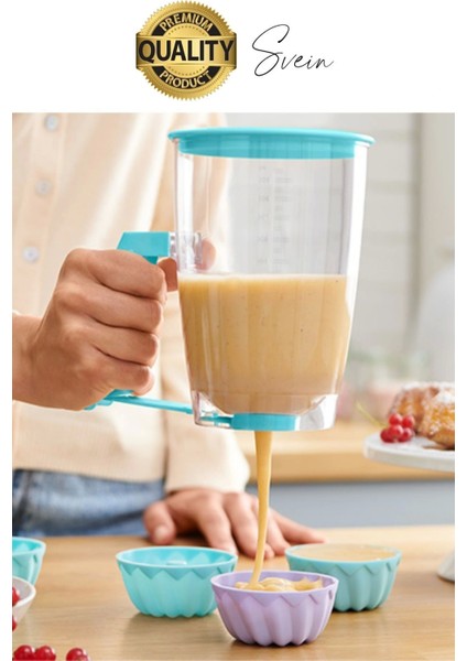 Pankek Hamur Porsiyonlayıcı Ölçülü Akıtma Dağıtıcı Krep Yapma Puding Muffin 900 ml Ölçekli Aparatı indirimleri