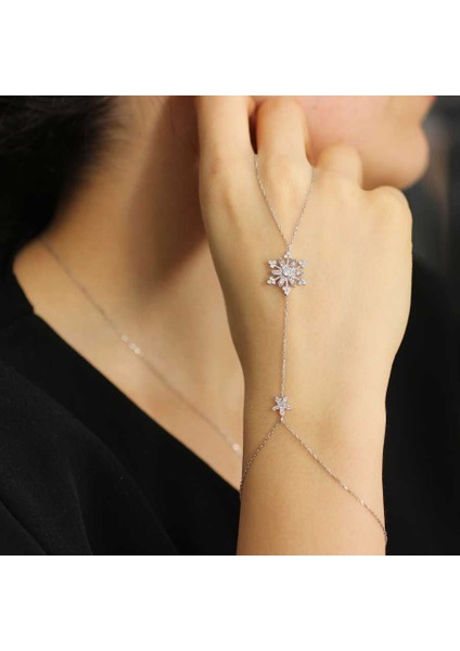 925 Ayar Gümüş Çiçekli Kar Tanesi Şahmeran