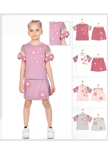 Kız Çocuk Triko Kollu Şortlu Takım (3-7 Yaş)