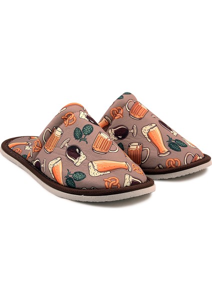 Unısex Bej Kadeh Desenli Yumuşak Tabanlı Ev Terlik fiyatları