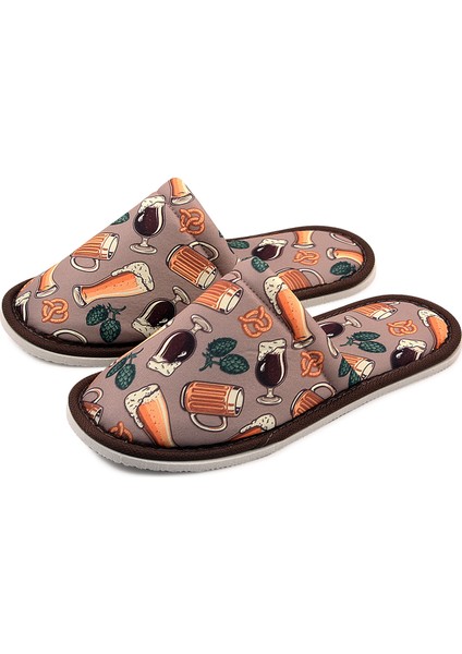 Unısex Bej Kadeh Desenli Yumuşak Tabanlı Ev Terlik indirimleri