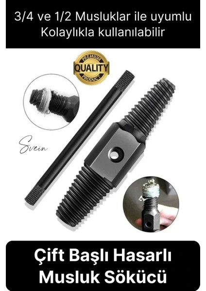 Kırık Musluk Ters Kılavuz Açıcı Aparatı Çift Başlı Su Borusu Vida Hasarlı Cıvata Sökücü Set