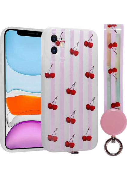 Apple iPhone 11 Kılıf Desenli El Askılı Ipli Fygs Arte Silikon Kapak-No9