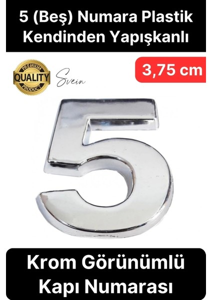No 5 Kapı Numarası Kendinden Yapışkanlı Masa Dolap Plastik Ev Posta Kutusu Dış Mekan Daire 3,75 cm