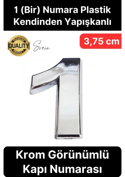 No 1 Kapı Numarası Kendinden Yapışkanlı Masa Dolap Plastik Ev Posta Kutusu Dış Mekan Daire 3,75 cm