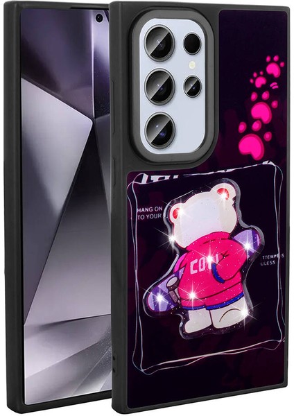 Galaxy S24 Ultra Kılıf Parlayan Kabartmalı Ikonik Figürlü Fygs Amas Silikon Kapak-Siyah