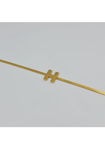 Altın Renk Çelik H Harf Detaylı Ayarlanabilir Bileklik – 17+6 cm modelleri