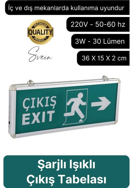 Işıklı Çift Yönlü Acil Çıkış Exit Tabelası Şarjlı Yönlendirme Güvenli Parlayan Uyarı Levhası