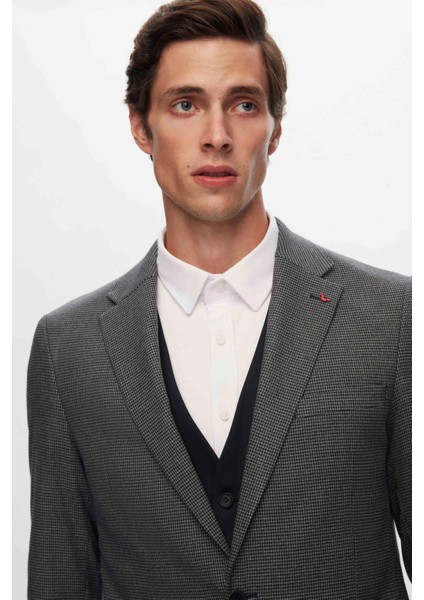 Ds Damat Slim Fit Lacivert Mono Yaka Viskonlu Takim Elbise Kombinli