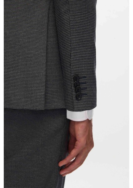 Ds Damat Slim Fit Lacivert Mono Yaka Viskonlu Takim Elbise Kombinli