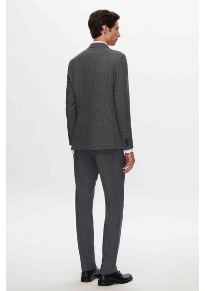Ds Damat Slim Fit Lacivert Mono Yaka Viskonlu Takim Elbise Kombinli