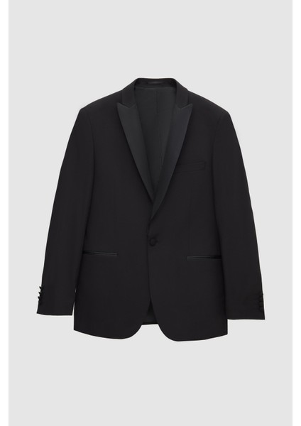 Slim Fit Siyah Düz Damatlık & Smokin Yelekli Takim Elbise indirimleri