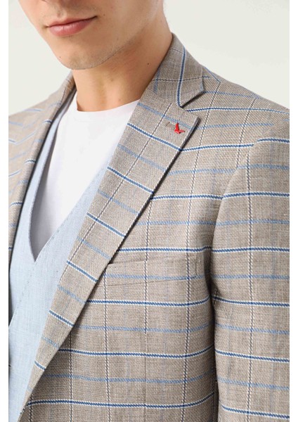 Ds Damat Slim Fit Bej Takim Elbise Kombinli