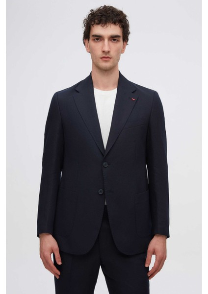 Ds Damat Regular Fit Lacivert Armürlü Takim Elbise