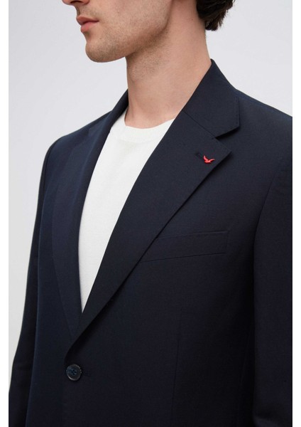 Ds Damat Regular Fit Lacivert Armürlü Takim Elbise
