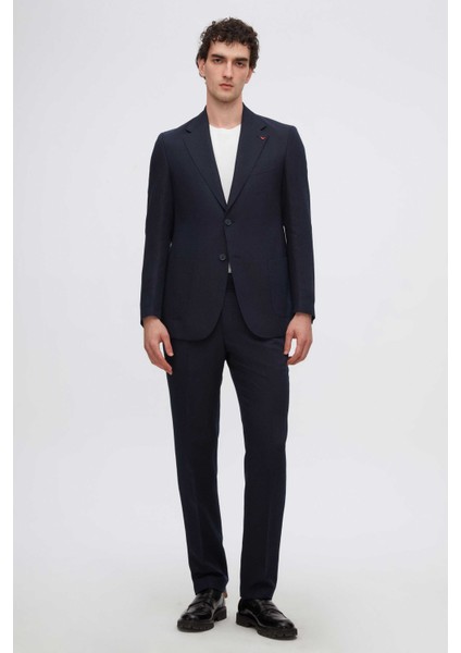Ds Damat Regular Fit Lacivert Armürlü Takim Elbise
