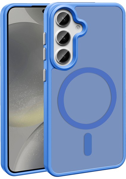 Galaxy S24 Fe Kılıf Magsafe Şarj Özellikli Mat Arka Yüzey Fygs Sio Kapak-Mavi