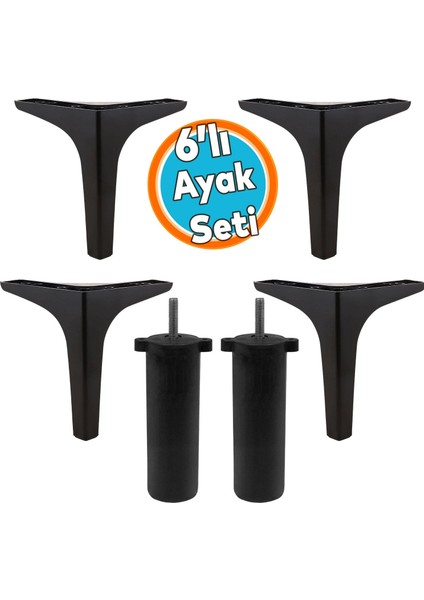 Lüks Mobilya Kanepe Sehpa Tv Ünitesi Koltuk Ayağı 17 cm Siyah Baza Ayak