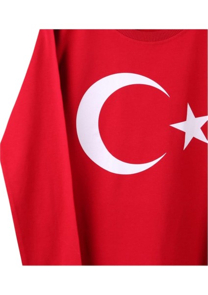 Türk Bayraklı Çocuk Uzun Kollu Kırmızı Tişört