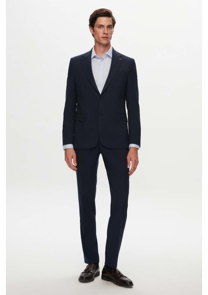Ds Damat Slim Fit Lacivert Armürlü Takim Elbise modelleri