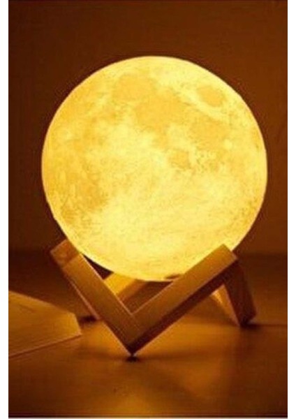 Ahşap Standlı Ay Gece Lambası Masa Üstü Dekoratif Masa Lambası