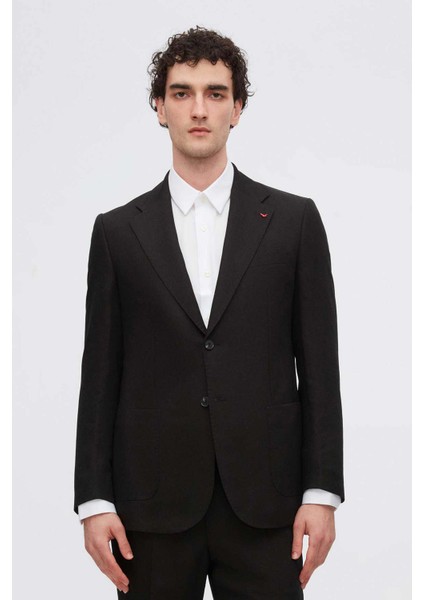 Ds Damat Regular Fit Siyah Armürlü Takim Elbise