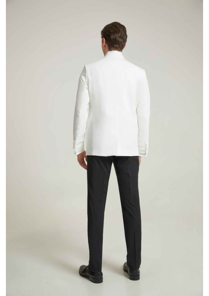 Slim Fit Ekru Düz Smokin Takim Elbise