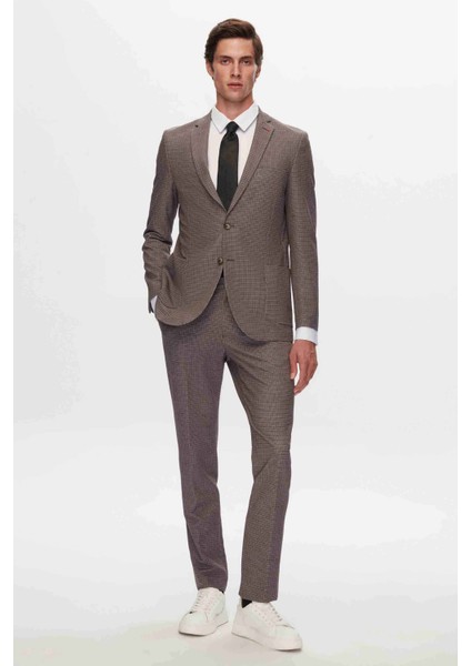 Ds Damat Slim Fit Kahverengi Baskılı Takim Elbise fiyatları