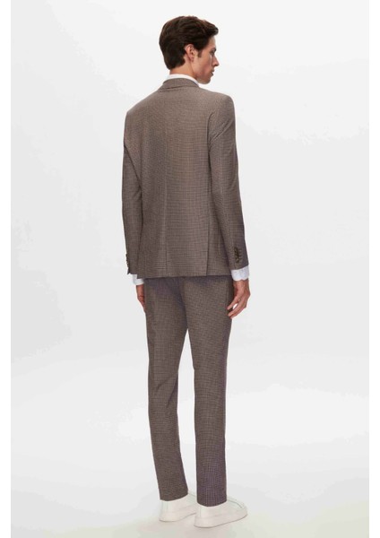 Ds Damat Slim Fit Kahverengi Baskılı Takim Elbise indirimleri
