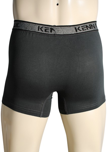 3'lü Erkek Düz Gri Ton Pamuk Boxer Fitted