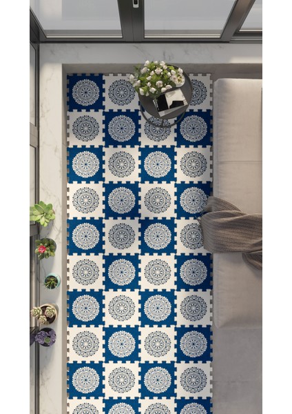 Dijital Baskılı Osmanlı Motifli Figürlü Balkon Halısı Yolluk Yapboz Puzzle Japon Halı.