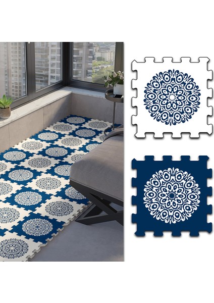 Dijital Baskılı Osmanlı Motifli Figürlü Balkon Halısı Yolluk Yapboz Puzzle Japon Halı