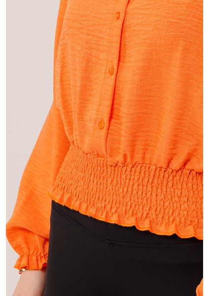 Bel ve Bilek Lastikli Turuncu Bluz modelleri