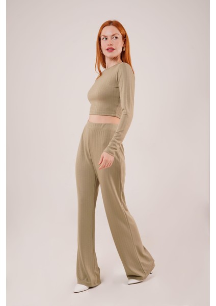 Fitilli Bluz ve Pantolon Yeşil Ikili Takım