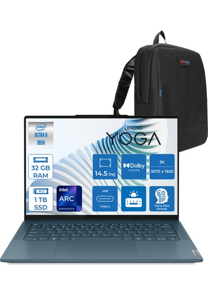 Yoga Pro 7 14IMH9 Intel Ultra 9 185H Aı 32GB Ddr5 1tbssd Intel® Arc™ GRAPHICS14.5" 3k (3072X1920) IPS 400NITS 120Hz Dokunmatik Freedos Taşınabilir Bilgisayar 883E2002QTRF03+ZETTAÇANTA