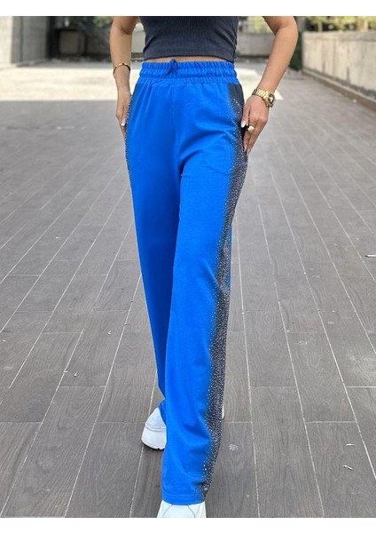 7164 Yanı Taşlı Pantolon Mavi