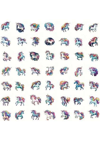 50 Adet Sevimli Unicorn Sticker: Retro Vinil Estetik Stickerlar modelleri