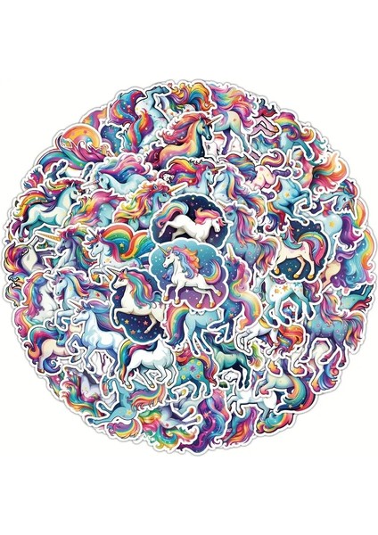 50 Adet Sevimli Unicorn Sticker: Retro Vinil Estetik Stickerlar indirimleri