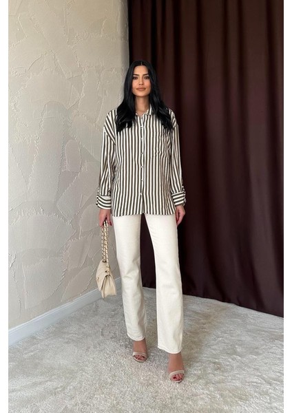 Haki Çizgili Gömlek