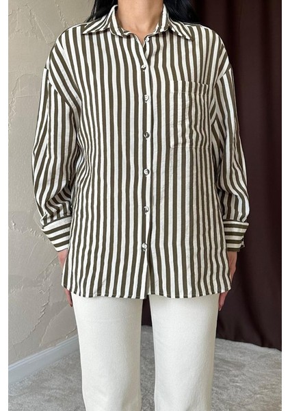 Haki Çizgili Gömlek modelleri