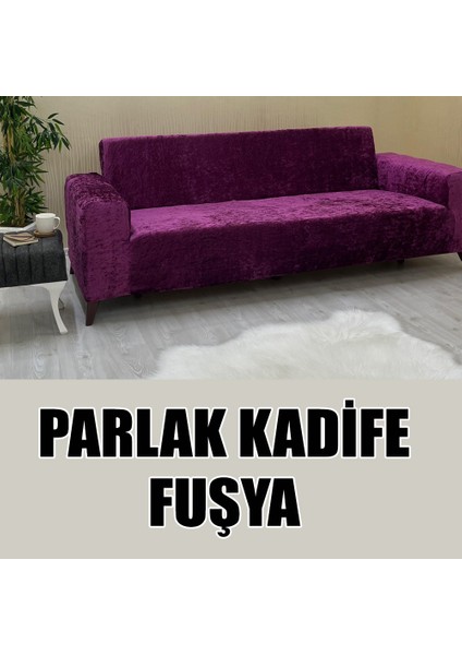 Parlak Kadife Kumaş Üçlü & Çekyat Koltuk Kılıfı