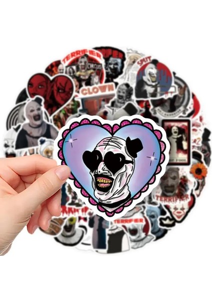55 Adet Terrifier Temalı Vinil Etiket, Karikatür Desen, Kendinden Yapışkanlı Sticker