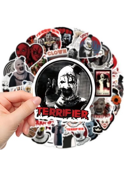 55 Adet Terrifier Temalı Vinil Etiket, Karikatür Desen, Kendinden Yapışkanlı Sticker fırsatları