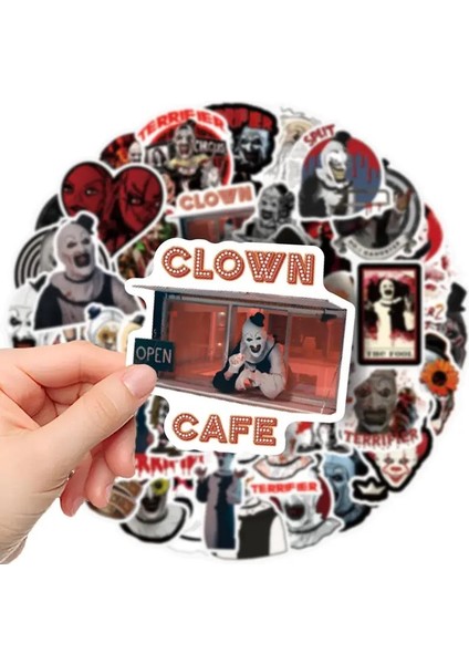 55 Adet Terrifier Temalı Vinil Etiket, Karikatür Desen, Kendinden Yapışkanlı Sticker indirimleri