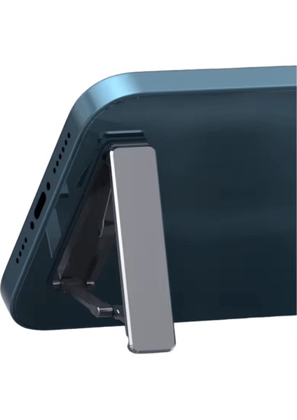Mini Görünmez Katlanabilir Telefon Tutucu Evrensel Alüminyum Alaşım Standı iPhone 15 14 Pro Xiaomi 13 Samsung Için Arka Etiket Braketi Renk:gri (Yurt Dışından)