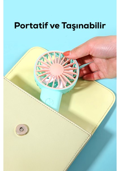 Mini USB Taşınabilir El Fanı- Şarjlı El Vantilatörü, Portatif ve Pratik Kullanım