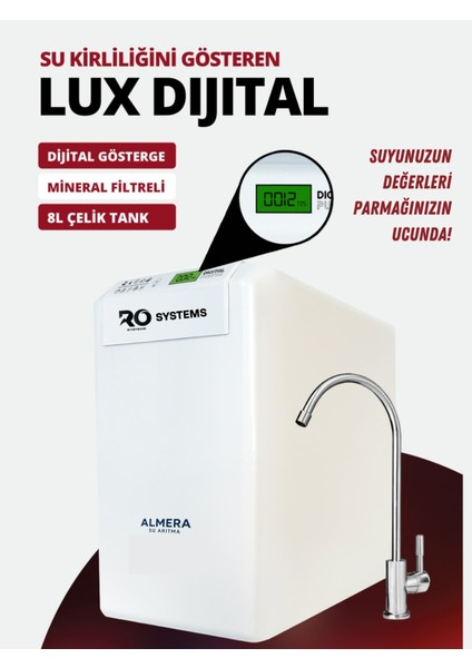 Dijital Ekranlı 9 Aşamalı Ro Su Arıtma Cihazı Çelik Tank Ekstra Mineralli fiyatları