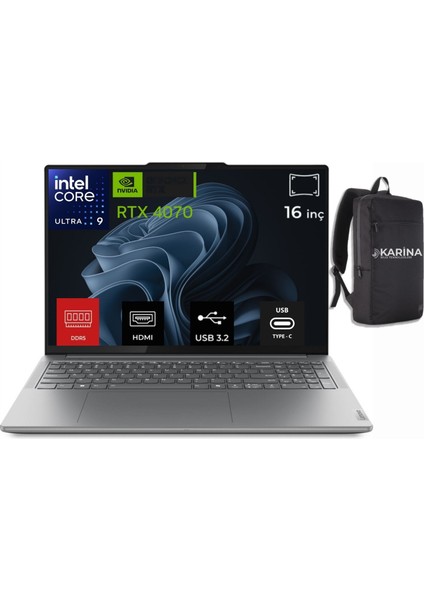Yoga Pro 9 16IMH9 Intel Core Ultra 9 185H 83DN007GTR-12 64GB 4tb+4tb RTX4070 8gbWindows 11 Pro 16" 3.2k Taşınabilir Bilgisayar